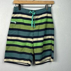 Patagonia Worn Wear Boys Blue & Green Stripe Board Shorts 14